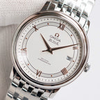 Omega De Ville wristwatch with stainless-steel bracelet, white dial, date at 31