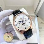 De Ville wristwatch with white dial and blue leather strap, rose gold-tone case
