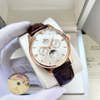 De Ville wristwatch with white dial and brown leather strap, rose gold-tone case