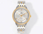 Two-tone wristwatch with white dial and two-tone metal bracelet