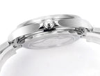 Men's Omega Seamaster stainless-steel caseback with screws and central emblem.