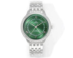 Omega Watches wristwatch with green dial and silver link bracelet