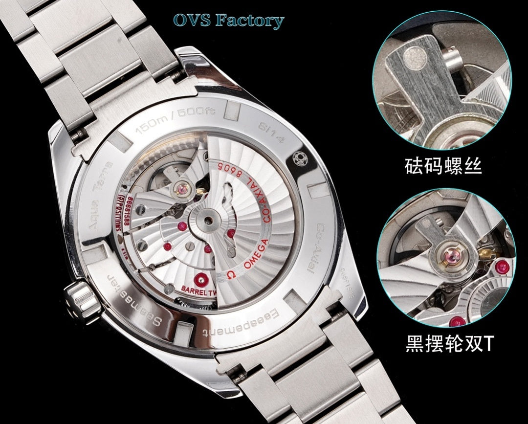 Open-case wristwatch showing mechanical movement beneath a silver metal bezel.
