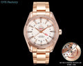 Omega Seamaster GMT wristwatch with rose-gold bracelet and white dial