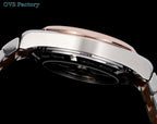Omega Seamaster GMT watch case underside with polished bezel and crown side