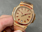 Patek Philippe wristwatch with gold-tone bracelet, cream dial, red seconds track
