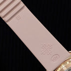 Patek Philippe watch pink strap with embossed logo on the inner side