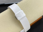 White watch clasp with embossed pattern on the clasp cover