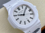 Patek Philippe wristwatch dial close-up, white face with black indices and date at 26