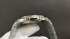 Steel wristwatch case back with brushed finish and integrated bracelet links