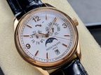 Patek Philippe watch close-up of white dial with world-time rings and gold hands
