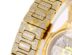 Patek Philippe gold-tone watch bracelet with rectangular jeweled links and clasp