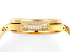 Patek Philippe gold-tone watch case with diamond accents and crown-side profile