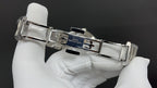 Patek Philippe watch clasp and links, silver metal bracelet.