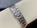 Stainless steel watch clasp and bracelet links on a wristwatch band