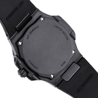 Patek Philippe limited edition watch case back, black housing with screws and text.