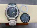 Patek Philippe wristwatch with dark blue dial and steel bracelet, with small companion dial
