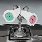 White sport watches with green and pink dials, silicone straps, displayed with water pouring