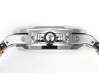 Stainless steel Patek Philippe watch case back with decorative emblem