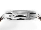 Patek Philippe Nautilus watch side profile with polished stainless bezel and crown