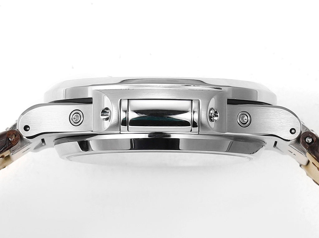 Patek Philippe wristwatch case side with polished steel bezel and strap lugs