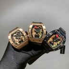 Set of three Richard Mille watches displayed on black-gloved hand