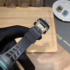 Richard Mille wristwatch buckle and clasp on black rubber strap