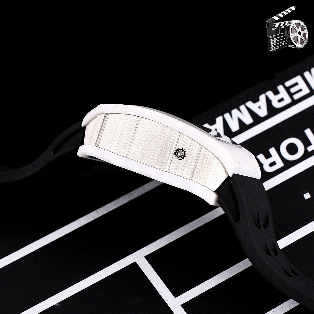 Richard Mille watch strap and clasp, black rubber band with white top cover