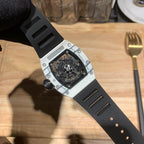 Richard Mille watch band with Richard Mille branding on black rubber strap