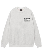 Stussy crewneck sweatshirt, light gray, small chest logo, long sleeves