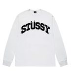 Stussy long-sleeve crewneck T-shirt with STUSSY logo, white