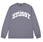 Stussy long-sleeve crewneck T-shirt with STUSSY logo, gray