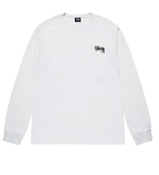 White long-sleeve T-shirt with small Stussy logo on chest