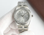 Vacheron Constantin wristwatch with white dial, diamond bezel, stainless steel bracelet