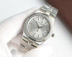 Vacheron Constantin wristwatch with white dial and diamond bezel on steel bracelet