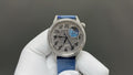 Vacheron Constantin wristwatch, blue leather strap, diamond-studded silver case