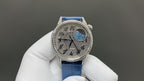 Vacheron Constantin wristwatch, blue leather strap, diamond-studded silver case