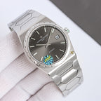 Vacheron Constantin wristwatch with black dial and steel link bracelet