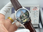 Vacheron Constantin wristwatch with brown leather strap and tower dial face