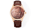 Vacheron Constantin round wristwatch with rose-gold case and brown leather strap