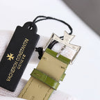 Vacheron Constantin watch strap and buckle, green leather, with black gift tag