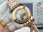 Vacheron Constantin gold-tone wristwatch with open caseback and mechanical dial