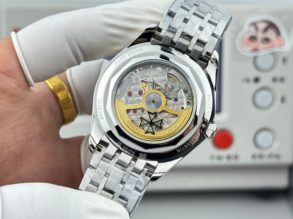 Vacheron Constantin wristwatch with exposed movement on open caseback