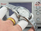 Vacheron Constantin wristwatch in silver tone with textured bracelet and rounded case