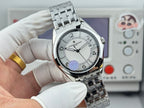 Vacheron Constantin wristwatch front view with silver dial and purple subdial