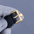 Vacheron Constantin watch buckle and strap in dark leather, gold-tone clasp