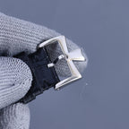 Vacheron Constantin watch buckle with black leather strap and silver clasp