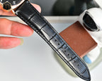 Vacheron Constantin leather watch strap in blue with stitched edges