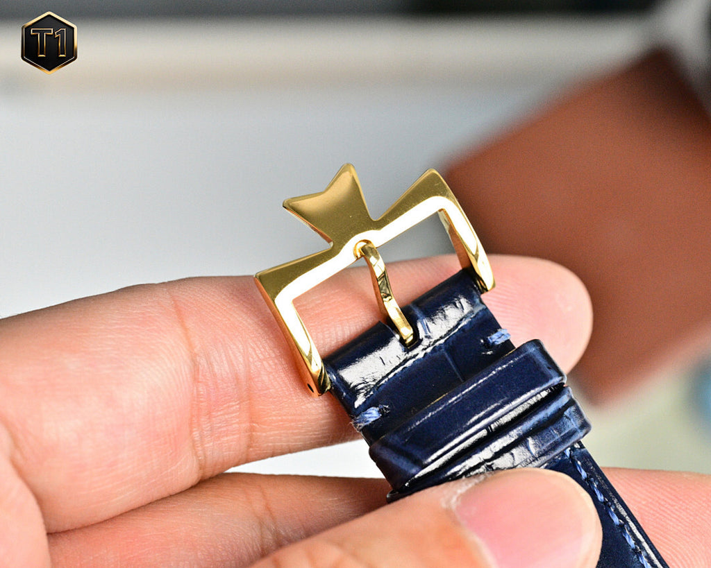 Vacheron Constantin leather watch strap with gold-tone buckle clasp