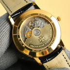 Vacheron Constantin automatic wristwatch case back, gold-tone with visible movement